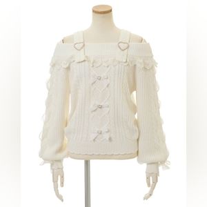 Liz Lisa Lace-Up Sleeve Off Shoulder Knit